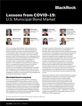 Lessons from COVID-19: U.S. Municipal Bond Markets