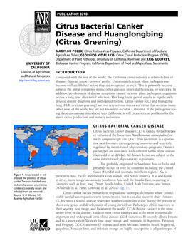 Citrus Bacterial Canker Disease and Huanglongbing (Citrus Greening)