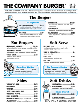 The Burgers Soft Drinks Sides Not Burgers Soft Serve