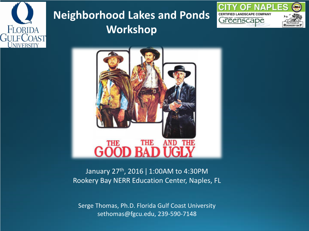 Neighborhood Lakes and Ponds Workshop