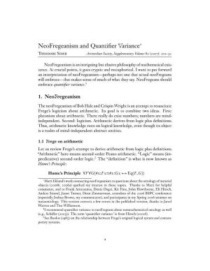 Neofregeanism and Quantifier Variance∗