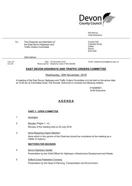 (Public Pack)Agenda Document for East Devon Highways and Traffic