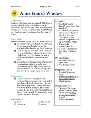 Lesson. Anne Frank's Window