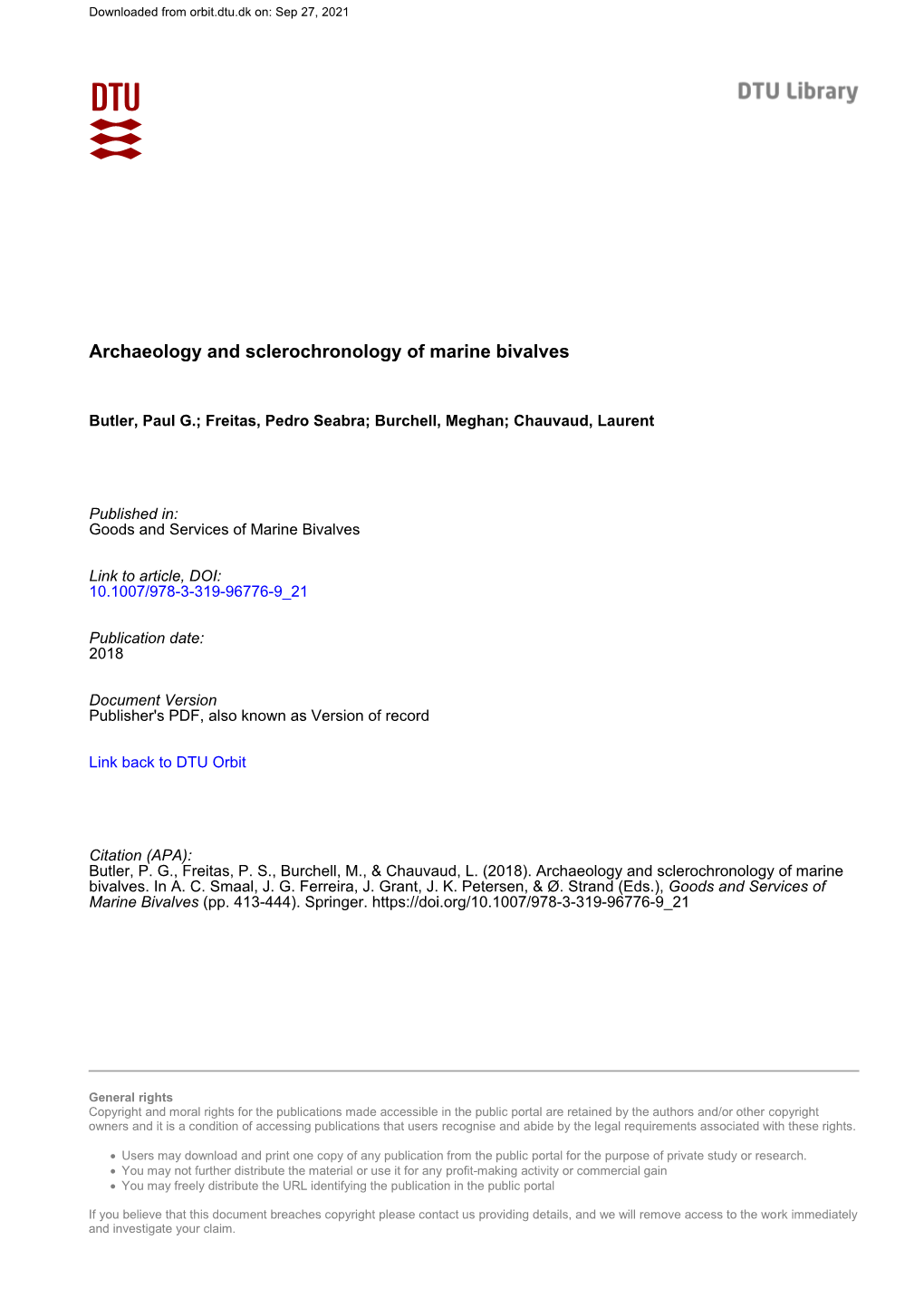 Archaeology and Sclerochronology of Marine Bivalves