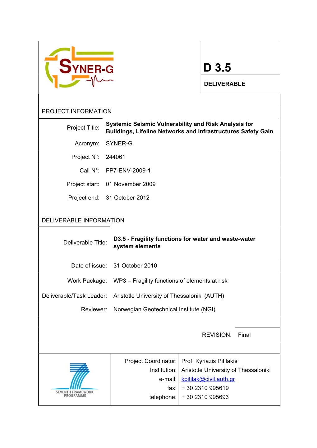 Encrypted D3.5 SYNER-G Fragility Functions for Water Waste Water