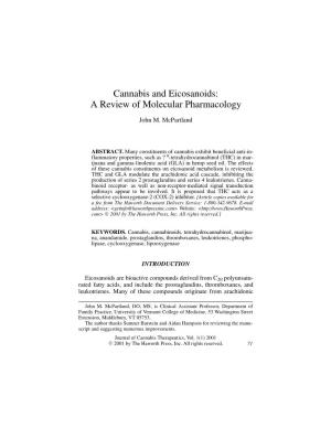 Cannabis and Eicosanoids: a Review of Molecular Pharmacology
