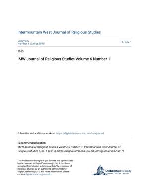 IMW Journal of Religious Studies Volume 6 Number 1