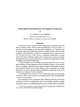 Half-Order Differentials on Riemann Surfaces