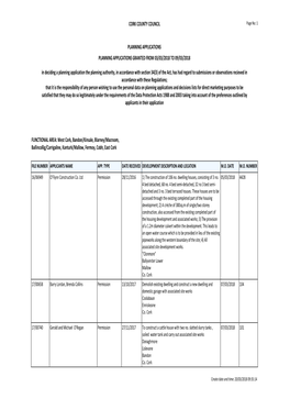 Cork County Council Planning Applications