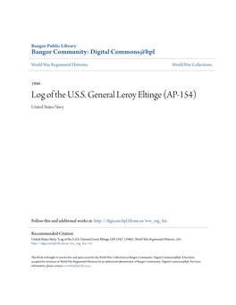 Log of the U.S.S. General Leroy Eltinge (AP-154) United States Navy