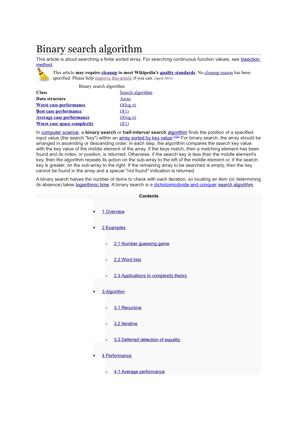 Binary Search Algorithm This Article Is About Searching a Finite Sorted Array