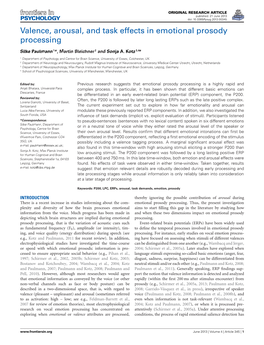 Valence, Arousal, and Task Effects in Emotional Prosody Processing