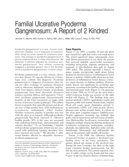 Familial Ulcerative Pyoderma Gangrenosum: a Report of 2 Kindred
