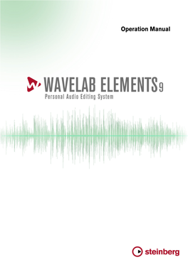 Wavelab Elements 9 – Operation Manual