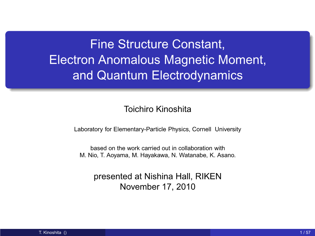 Fine Structure Constant, Electron Anomalous Magnetic Moment, and Quantum Electrodynamics