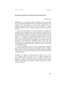 Rationalizing Rational Basis Review