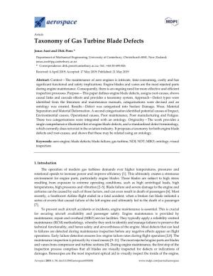 Taxonomy of Gas Turbine Blade Defects