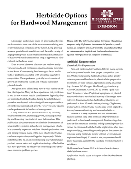 Herbicide Options for Hardwood Management