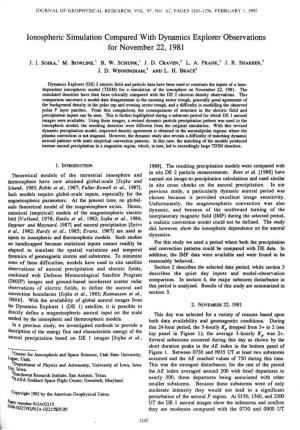 Ionospheric Simulation Compared with Dynamics Explorer Obselvations for November 22, 1981