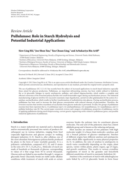 Review Article Pullulanase: Role in Starch Hydrolysis and Potential Industrial Applications