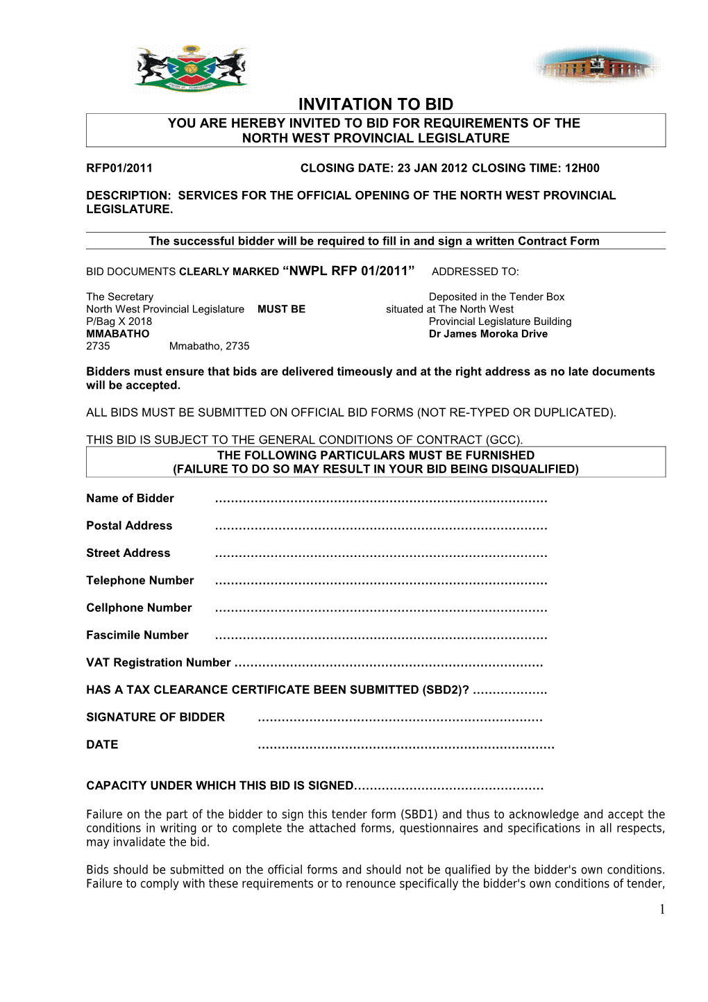 Application for Tax Clearance Certificate (In Respect of Tenders)