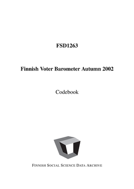 FSD1263 Finnish Voter Barometer Autumn 2002 Codebook