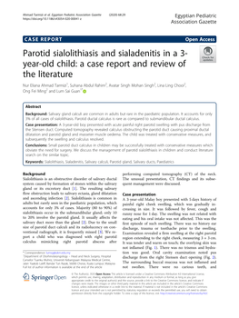 Parotid Sialolithiasis and Sialadenitis in a 3-Year-Old Child