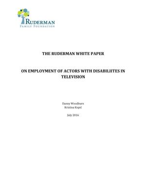 The Ruderman White Paper on Employment of Actors With