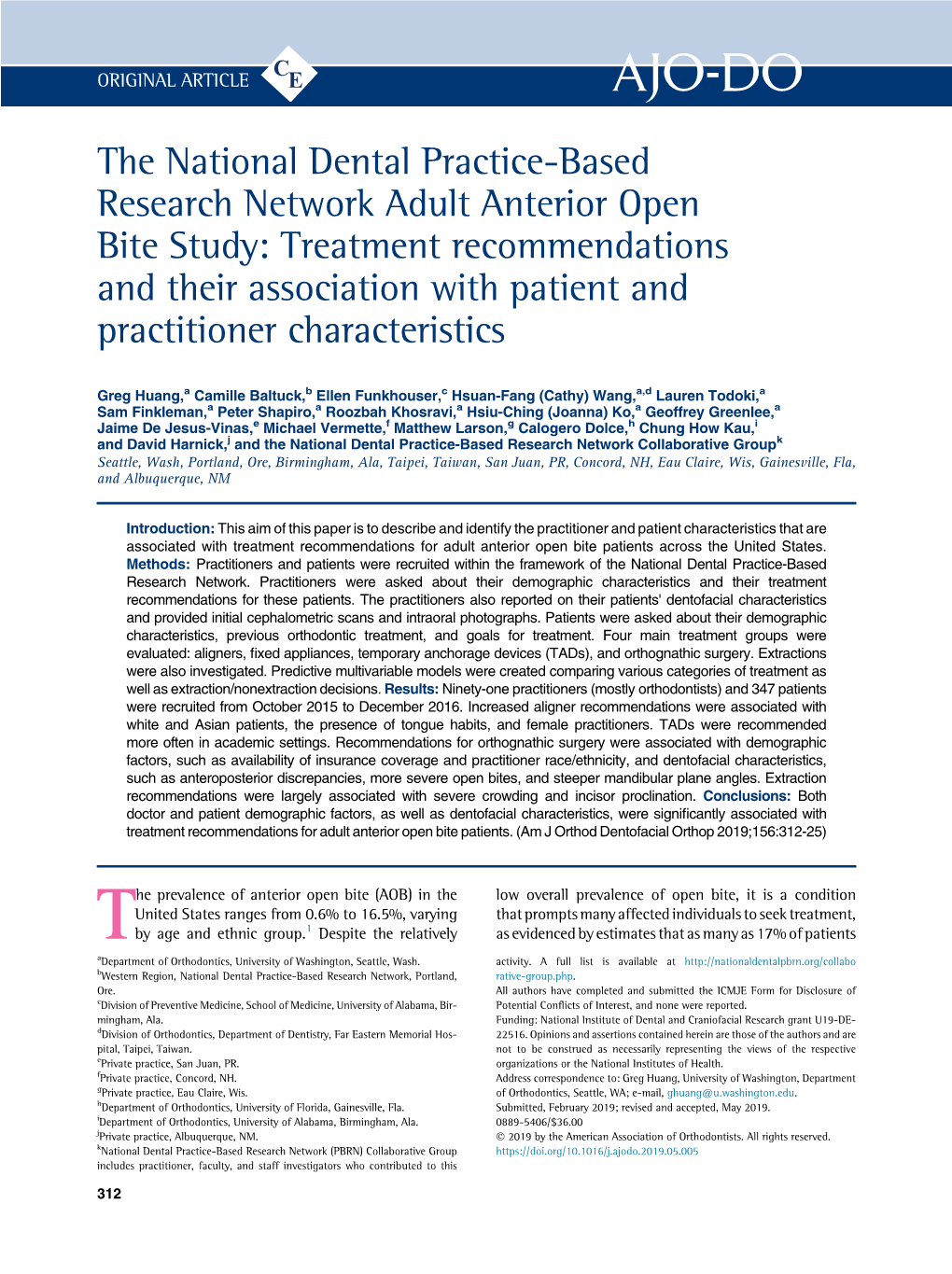 The National Dental Practice-Based Research Network Adult Anterior