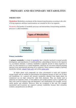 Primary and Secondary Metabolites