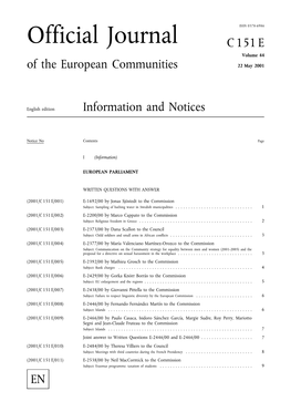 Official Journal C 151 E Volume 44 of the European Communities 22 May 2001