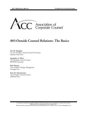 805:Outside Counsel Relations: the Basics