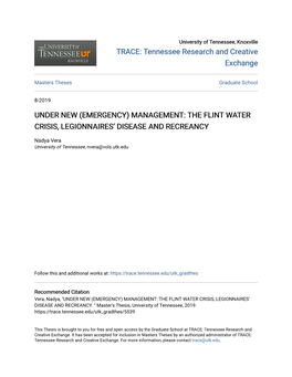 Management: the Flint Water Crisis, Legionnaires' Disease and Recreancy