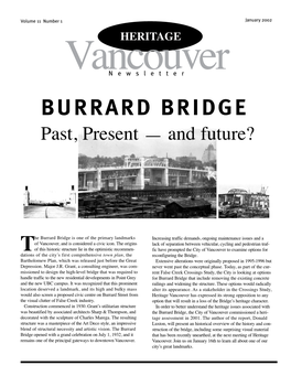 BURRARD BRIDGE Past, Present — and Future?