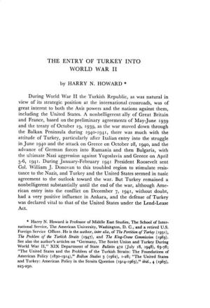 The Entry of Turkey Into World War Ii