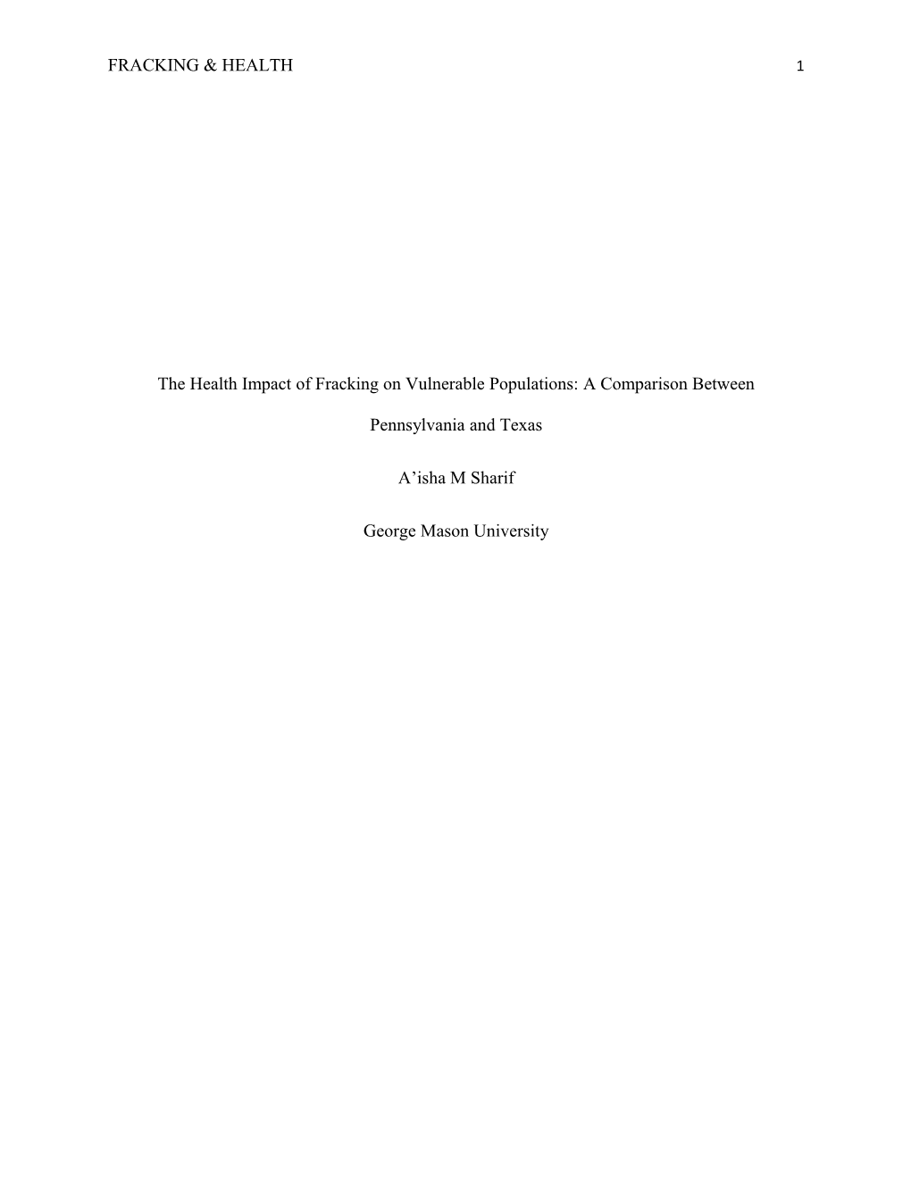 The Health Impact of Fracking on Vulnerable Populations: a Comparison Between Pennsylvania