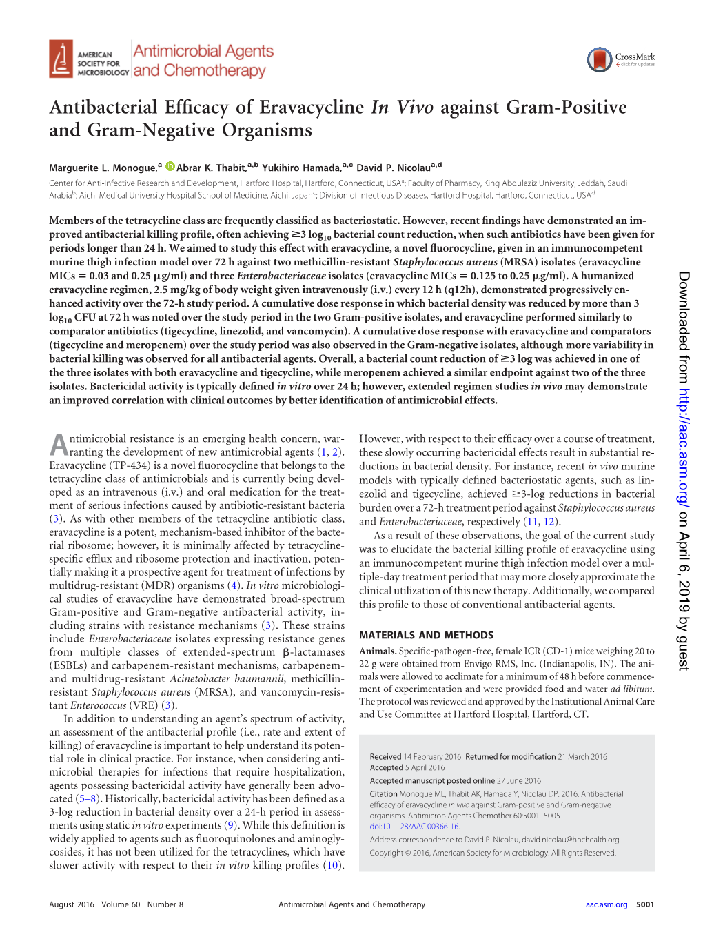 Antibacterial Efficacy of Eravacycline in Vivo Against Gram-Positive And