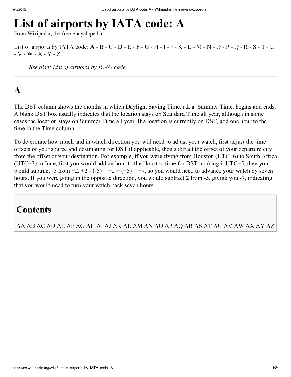 List of Airports by IATA Code: a ­ Wikipedia, the Free Encyclopedia List of Airports by IATA Code: a from Wikipedia, the Free Encyclopedia