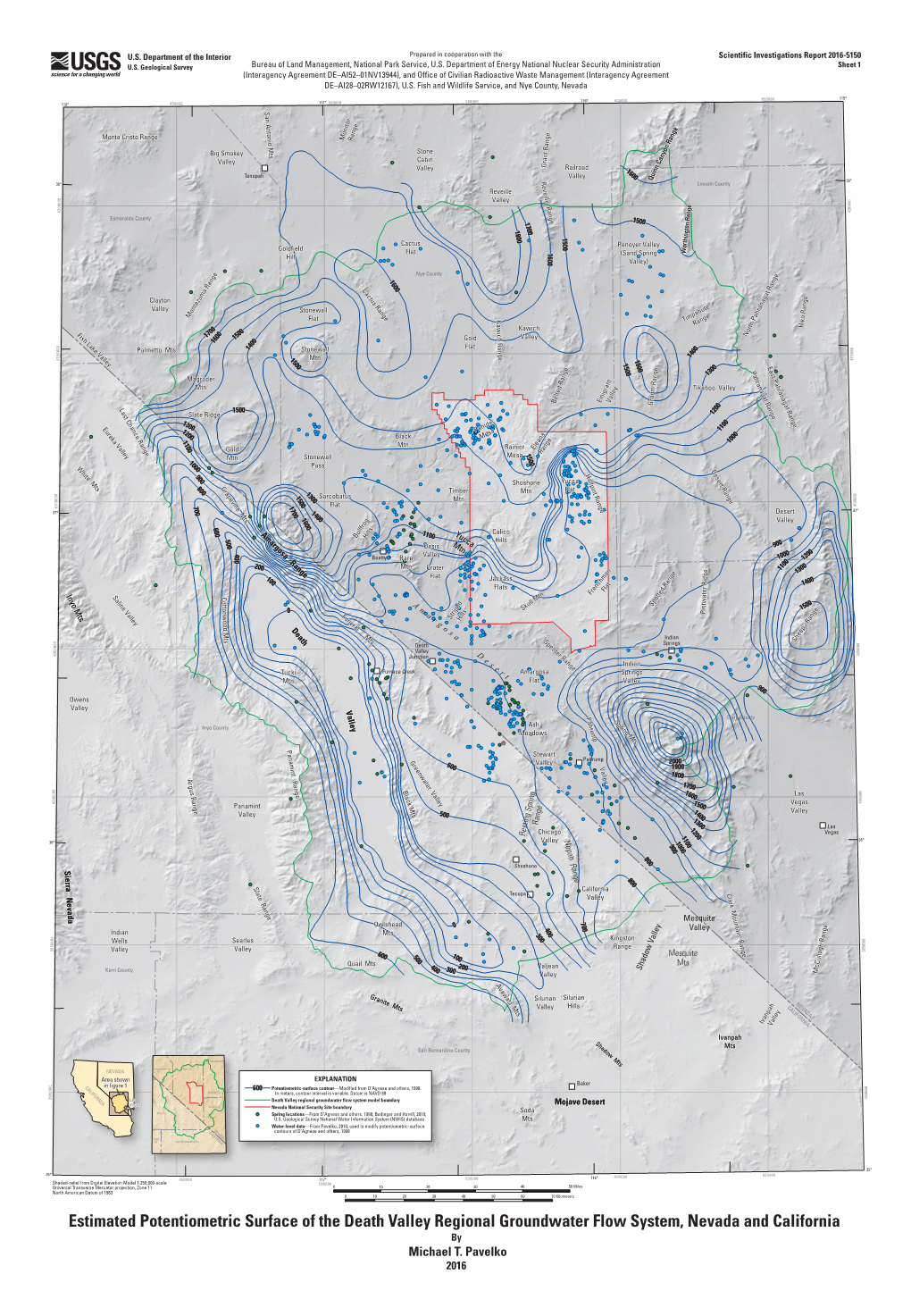 Estimated Potentiometric Surface of the Death Valley Regional Groundwater Flow System, Nevada and California by Michael T