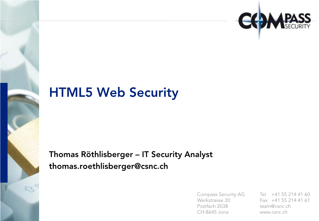 HTML5 Web Security