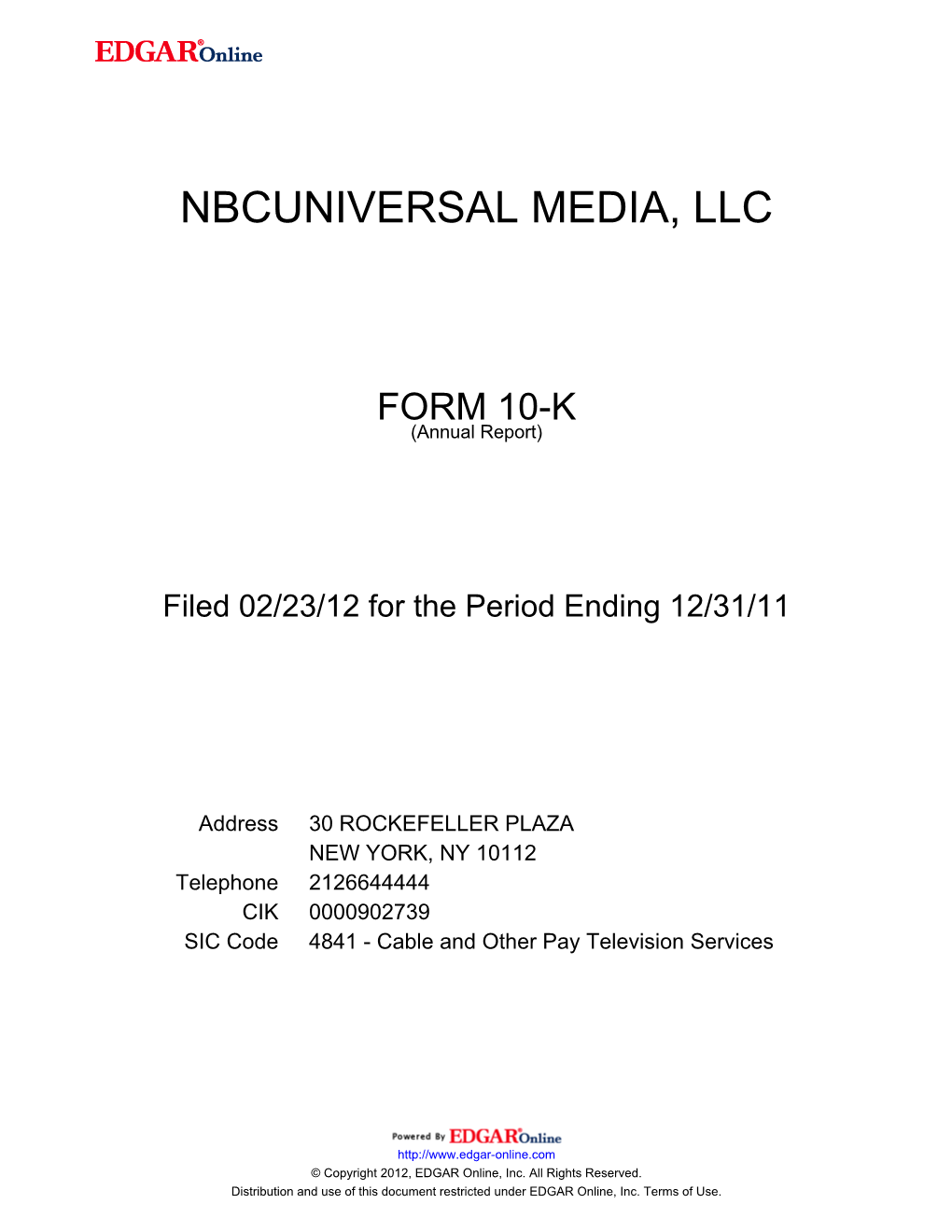 Nbcuniversal Media, Llc