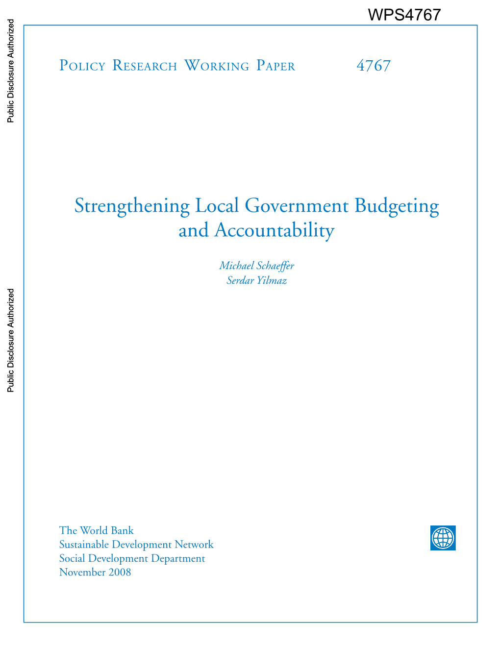 Strengthening Local Government Budgeting and Accountability