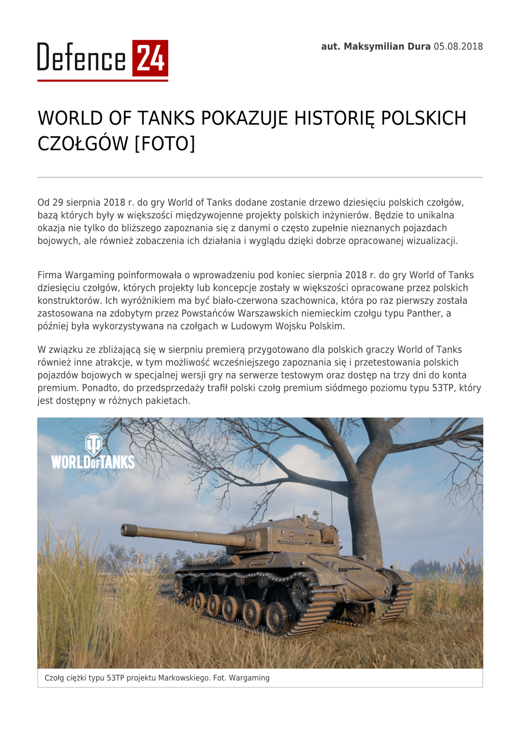 World of Tanks Pokazuje Historię Polskich Czołgów [Foto]