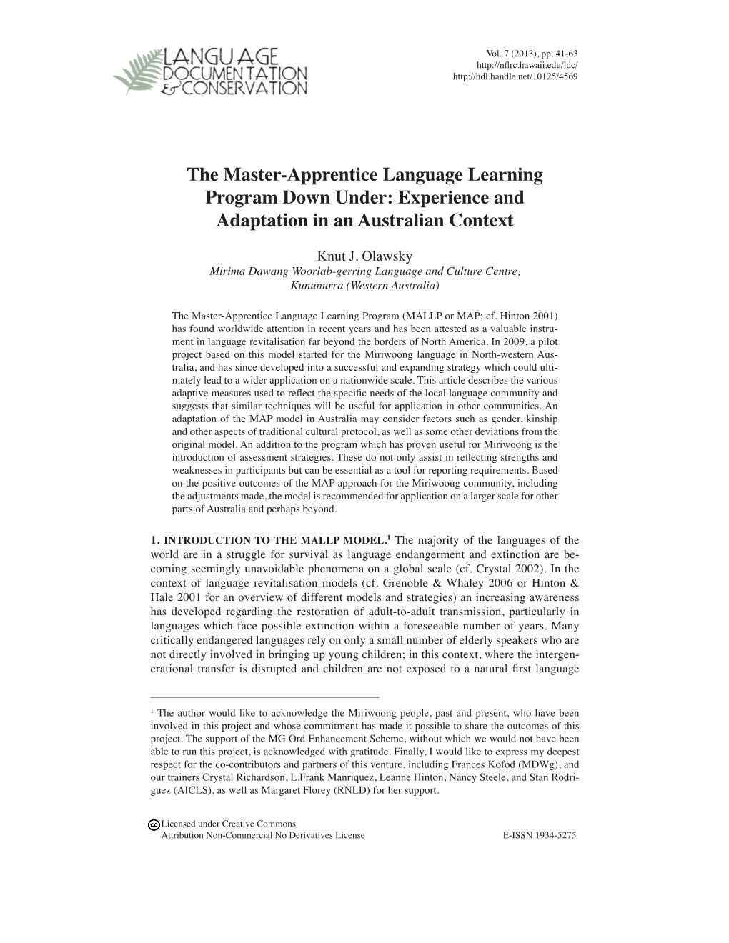 The Master-Apprentice Language Learning Program Down Under: Experience and Adaptation in an Australian Context