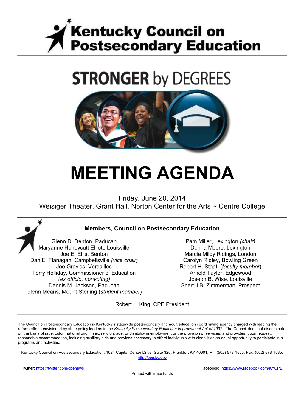 Agenda: June 20, 2014 Executive Committee Meeting