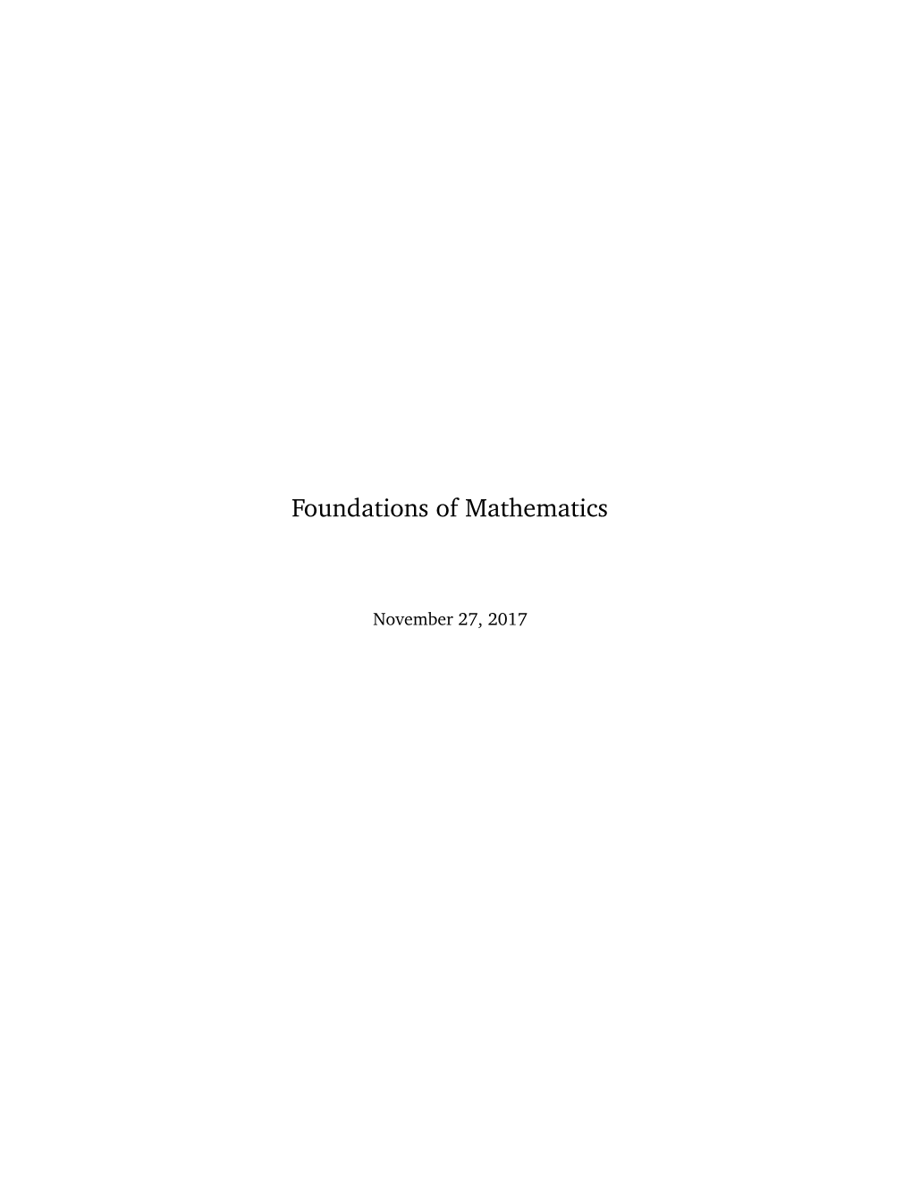 Foundations of Mathematics