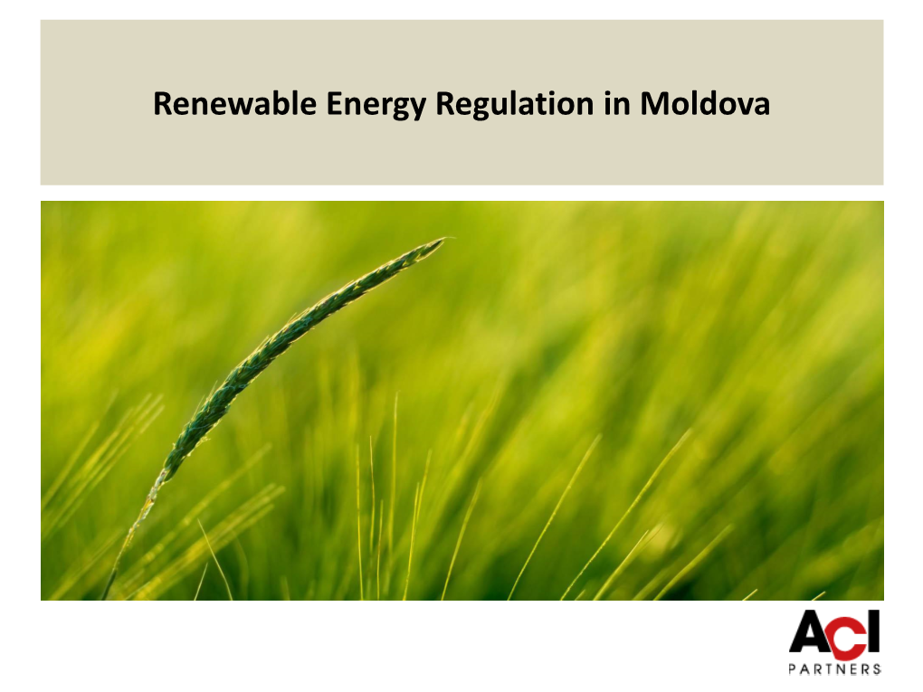 Renewable Energy Sources in Moldova
