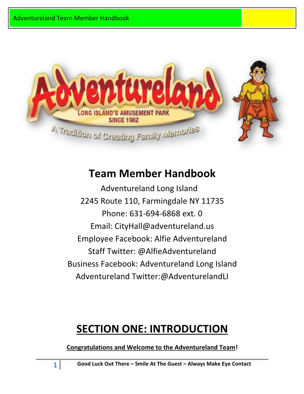 Adventureland Team Member Handbook