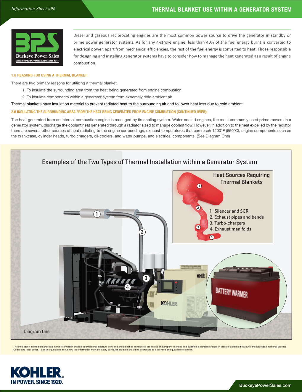 Thermal Blanket Use Within a Generator System