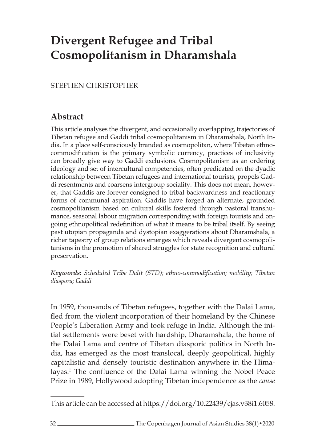 Divergent Refugee and Tribal Cosmopolitanism in Dharamshala